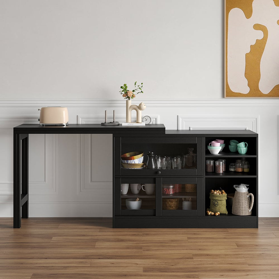 HMR - Farmhouse Extendable Wood Sideboards and Cabinets with Ample Storage