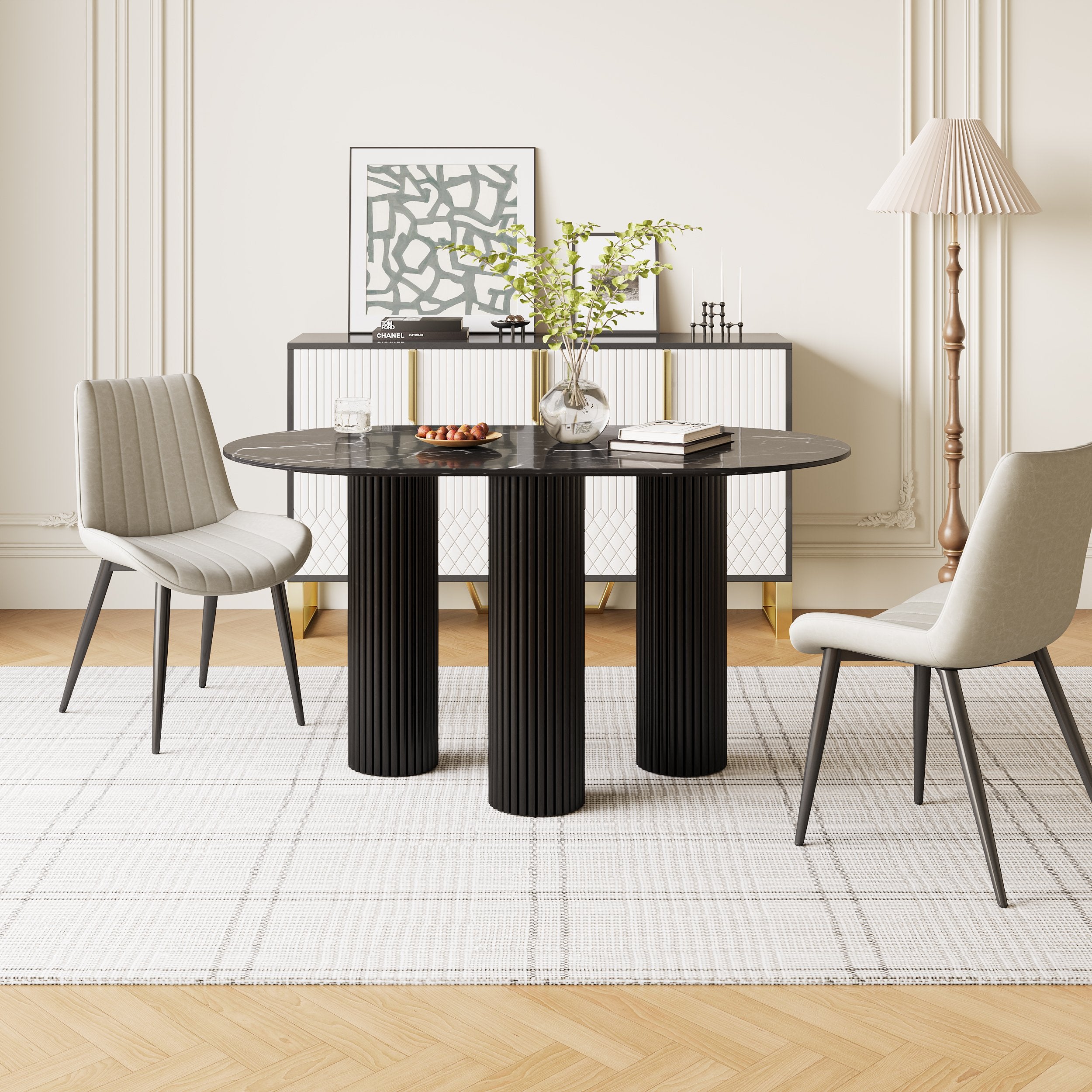 HMR - Modern Round Sintered Stone Dining Table