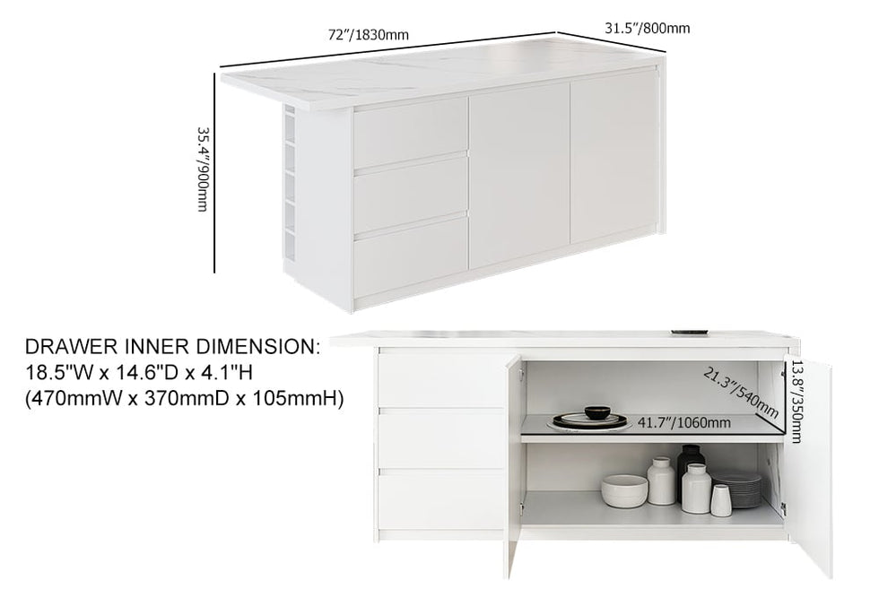 HMR - Kitchen Island with Storage