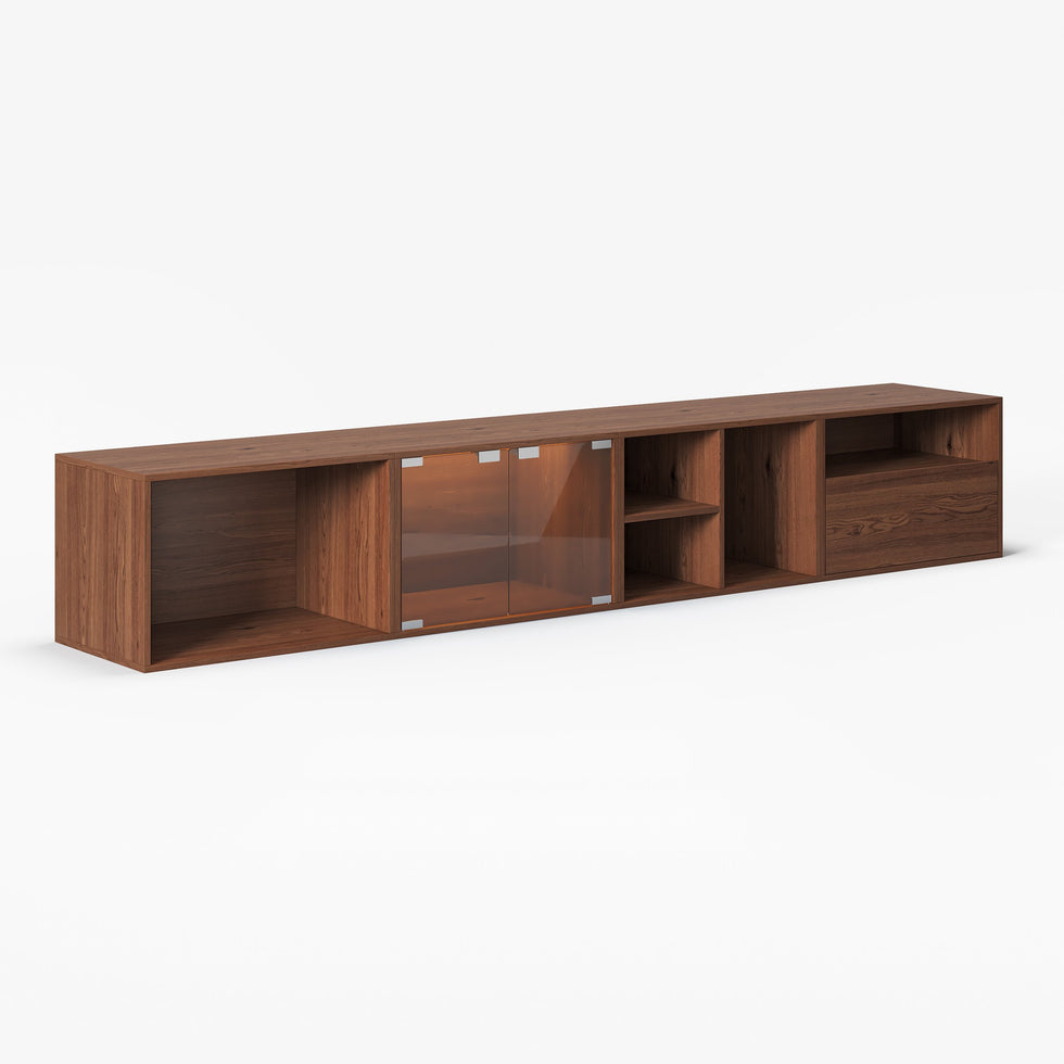 HMR - 94.5" Walnut Modular TV Stand with Storage