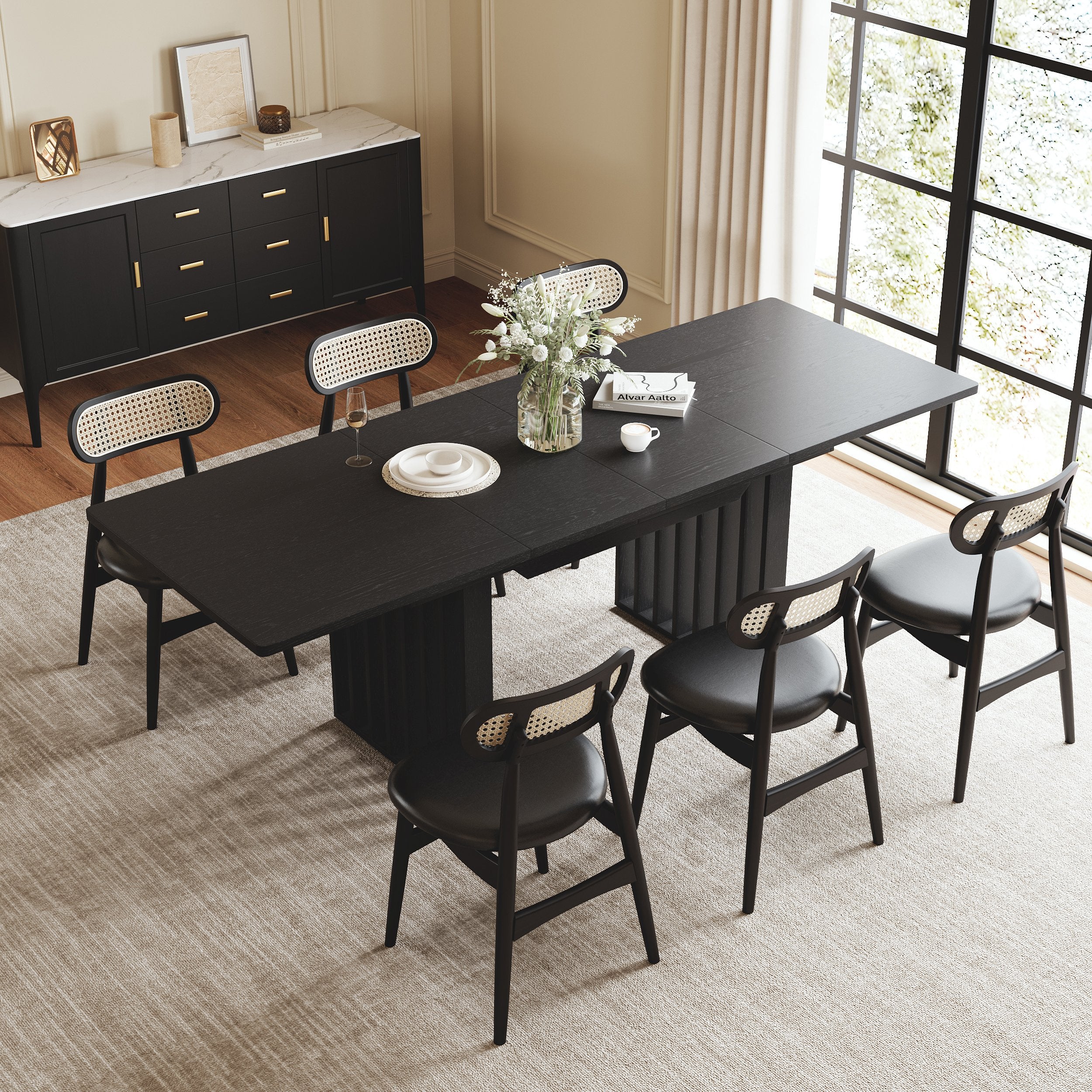 HMR - 55"-87" Extendable Dining Table Seats 4-8 People