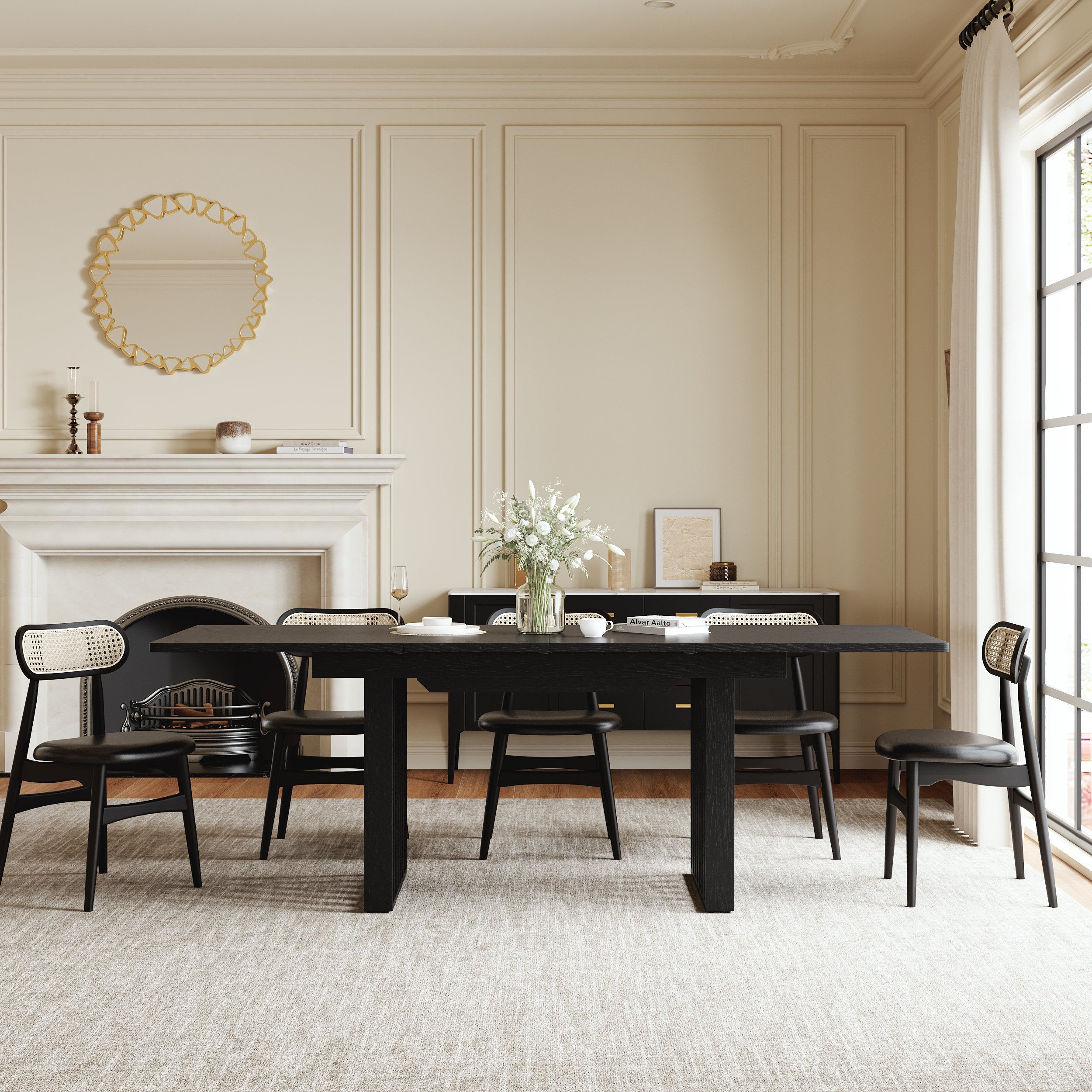 HMR - 55"-87" Extendable Dining Table Seats 4-8 People