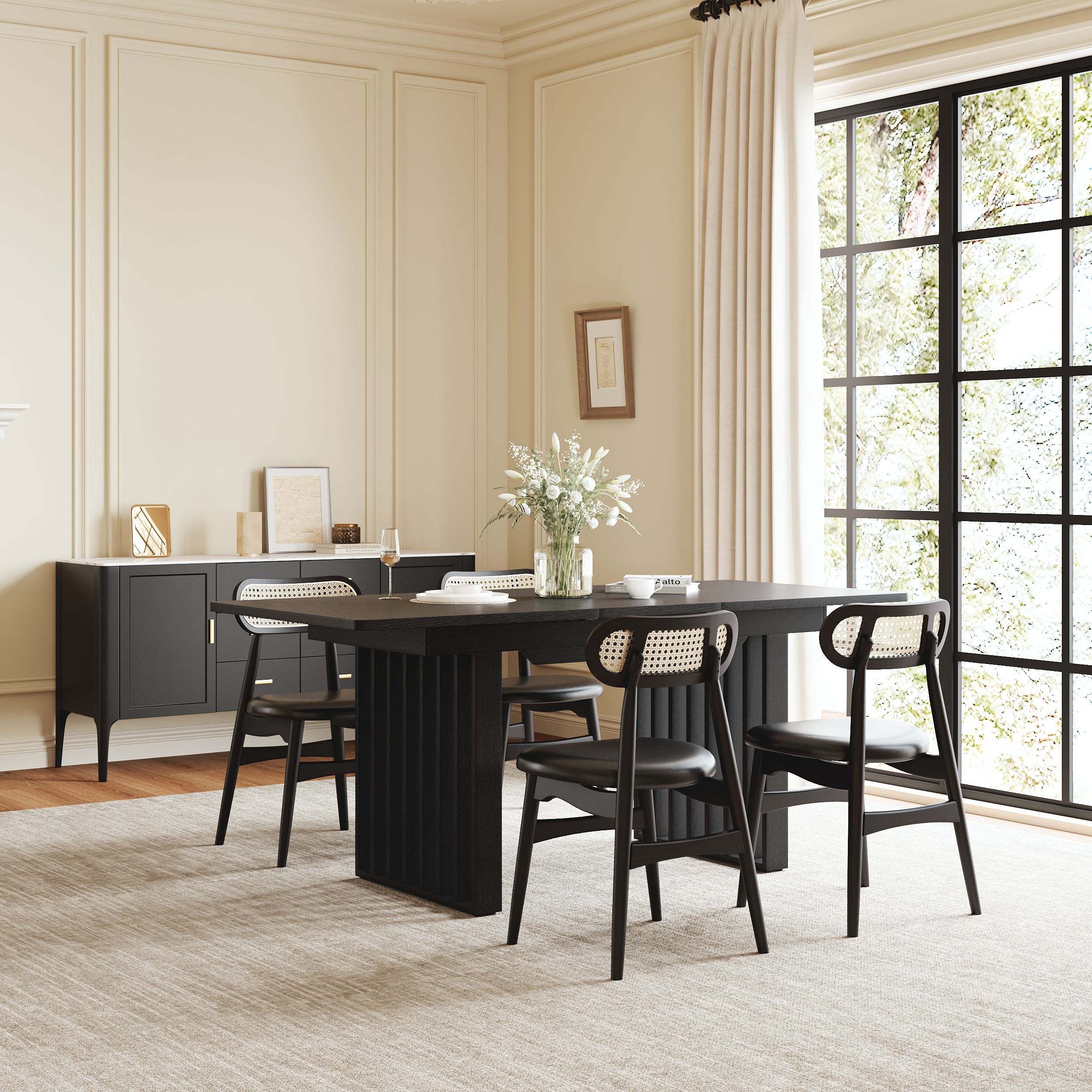 HMR - 55"-87" Extendable Dining Table Seats 4-8 People