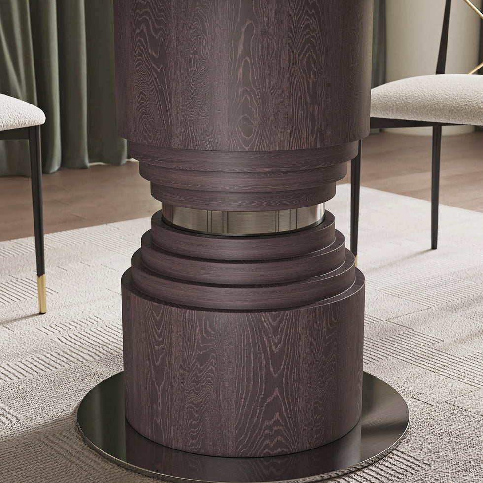 HMR - 53.5'' Modern Round Faux Marble Dining Table Seats 4-6 People