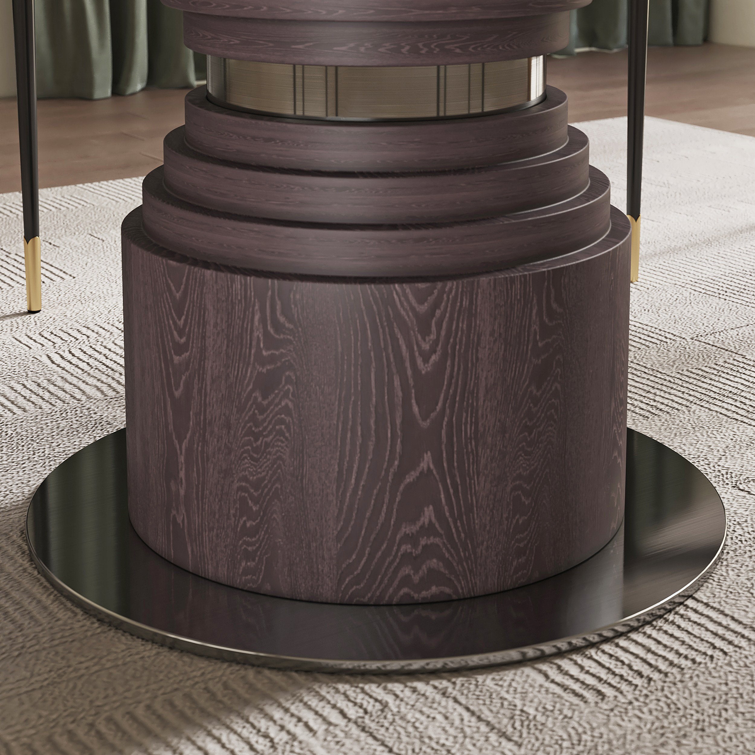 HMR - 53.5'' Modern Round Faux Marble Dining Table Seats 4-6 People