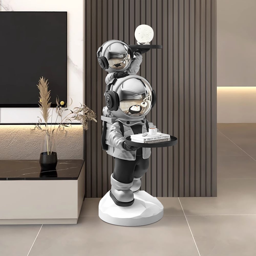 HMR - Astronaut Resin Figurine Side Table with Tray Top