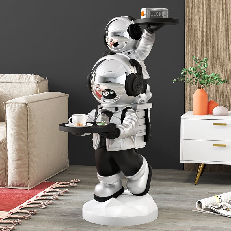 HMR - Astronaut Resin Figurine Side Table with Tray Top