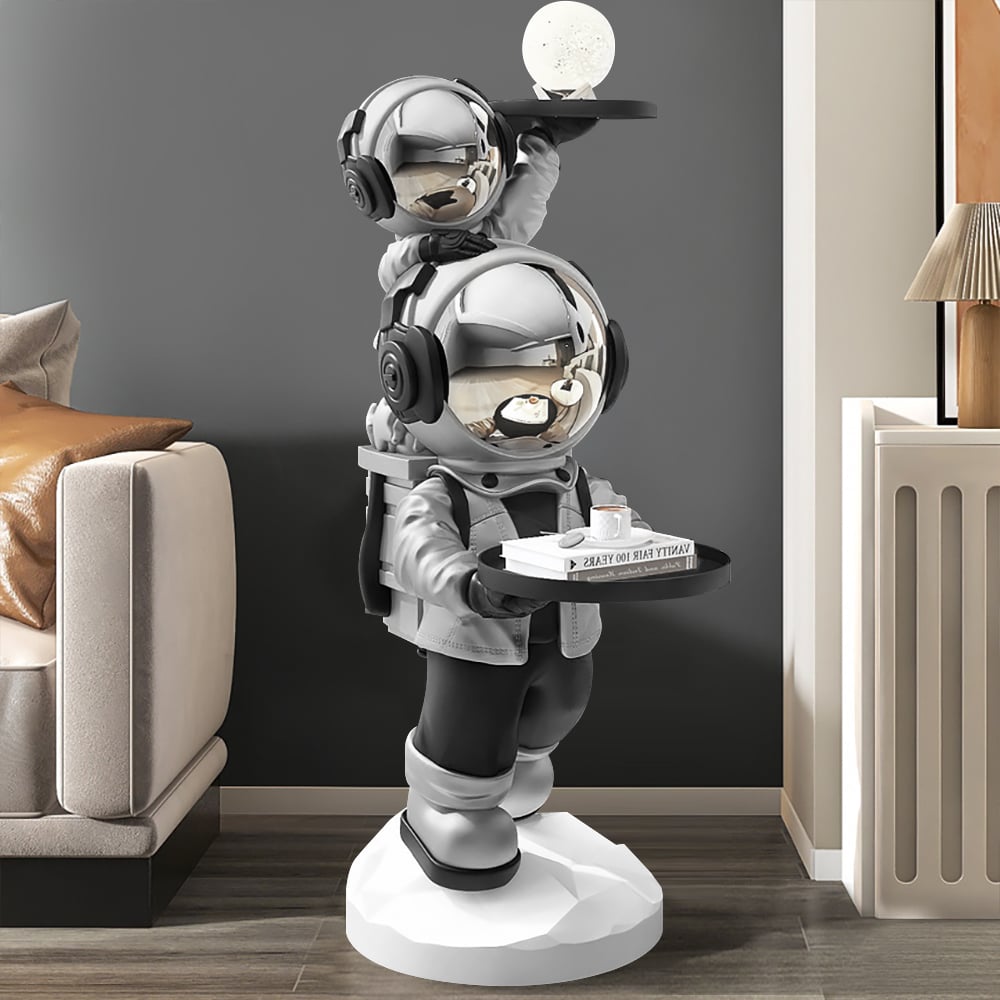 HMR - Astronaut Resin Figurine Side Table with Tray Top