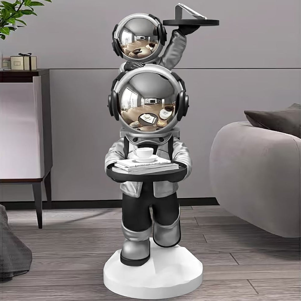 HMR - Astronaut Resin Figurine Side Table with Tray Top