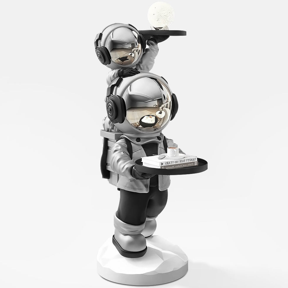 HMR - Astronaut Resin Figurine Side Table with Tray Top