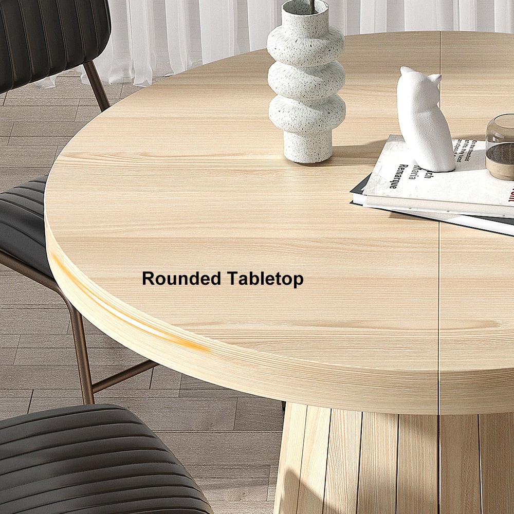 HMR - 39"-55" Japandi Style Oval & Round Extendable Wood Dining Table (Seats 4-6 People)