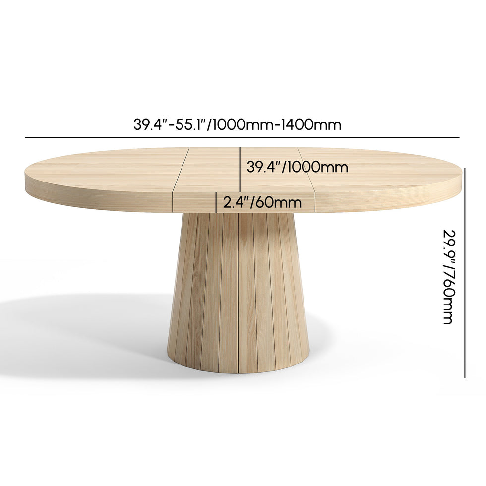 HMR - 39"-55" Japandi Style Oval & Round Extendable Wood Dining Table (Seats 4-6 People)