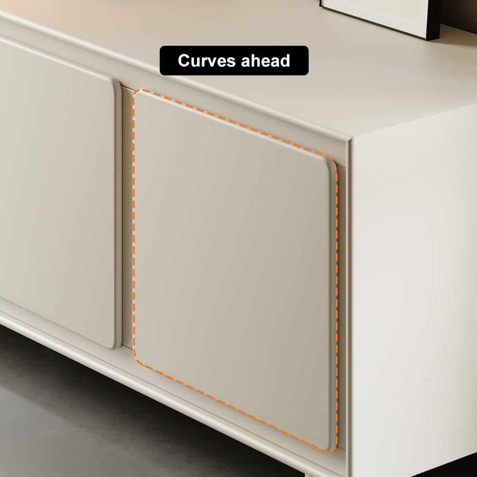 HMR - 72" Modern White Rectangle Tall TV Stand with Storage for 65 to 75 inch TV