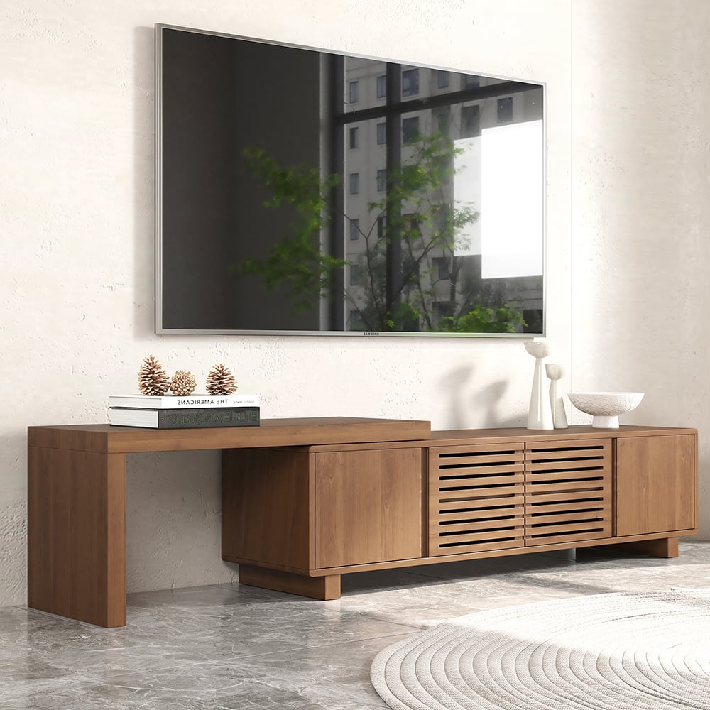 HMR - Extendable Grille-Inspired TV Stand with Storage (63"-83")