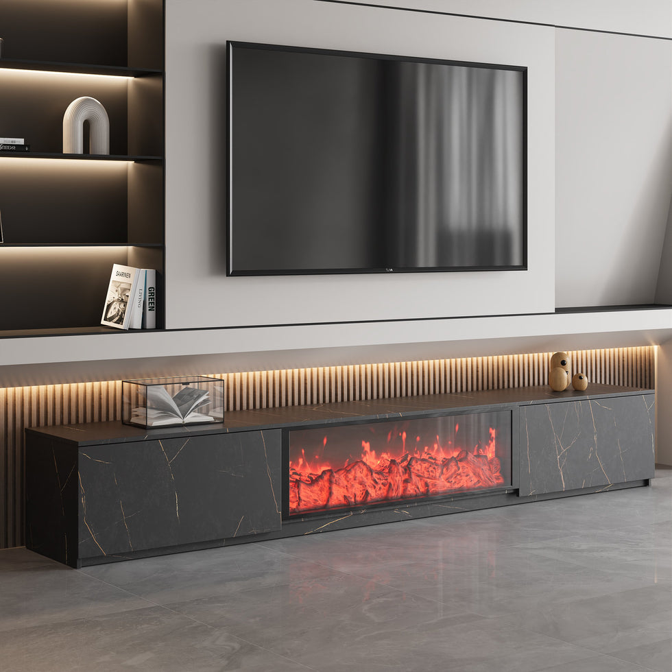 HMR - Electric Fireplace TV Stand with 2 Drawers