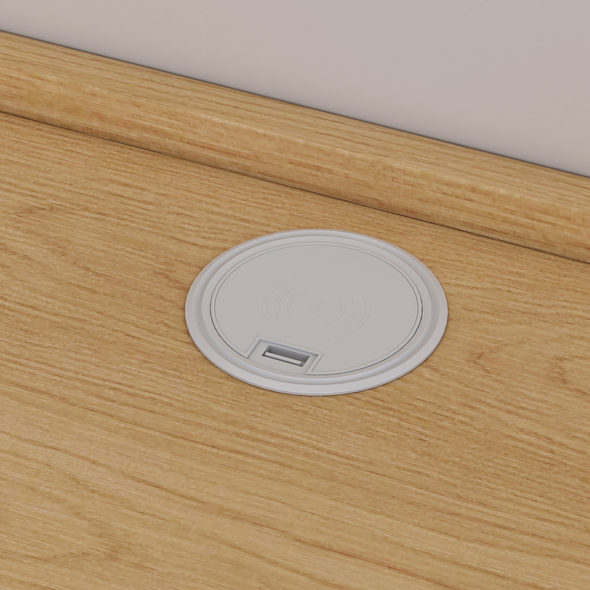 HMR - Floating Wooden Nightstand with Light & Charging Station
