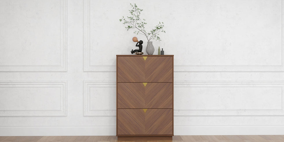 HMR - Capet Walnut Narrow Shoe Storage Cabinet with Flip Down Large Capacity up to 20 Pairs