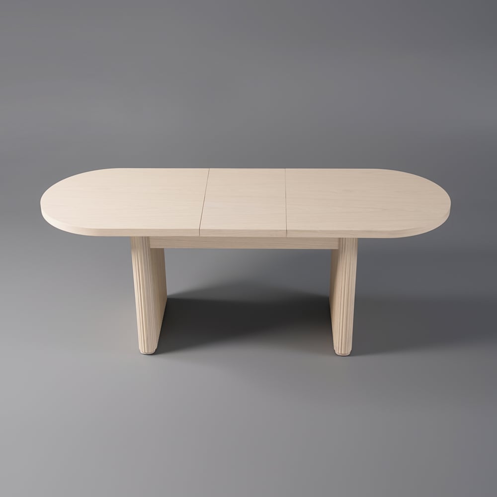 HMR - Dining Set 63"-79" Japandi Oval Extendable Dining Table Whitewash with Chairs
