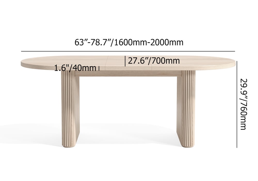 HMR - Dining Set 63"-79" Japandi Oval Extendable Dining Table Whitewash with Chairs