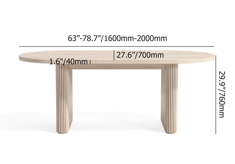 HMR - Dining Set 63"-79" Japandi Oval Extendable Dining Table Whitewash with Chairs