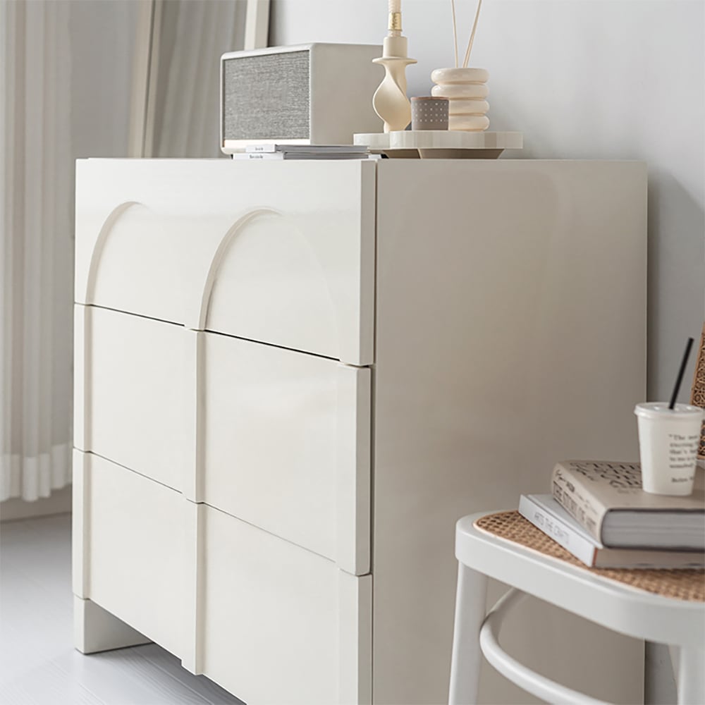 HMR - Japandi Cream White Dresser Nordic Arch Chest