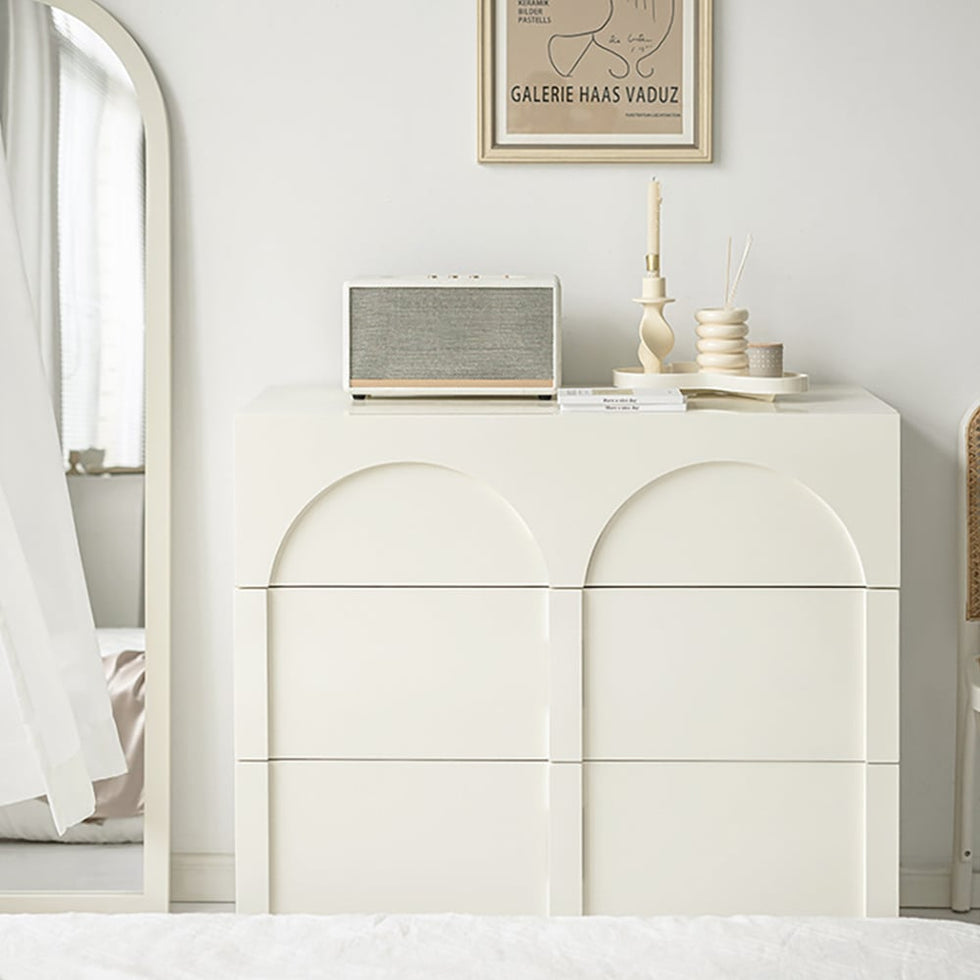 HMR - Japandi Cream White Dresser Nordic Arch Chest