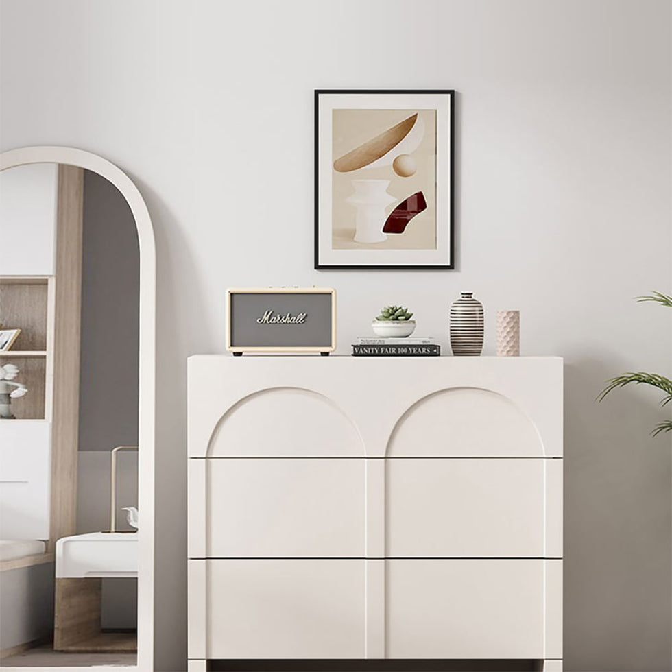 HMR - Japandi Cream White Dresser Nordic Arch Chest