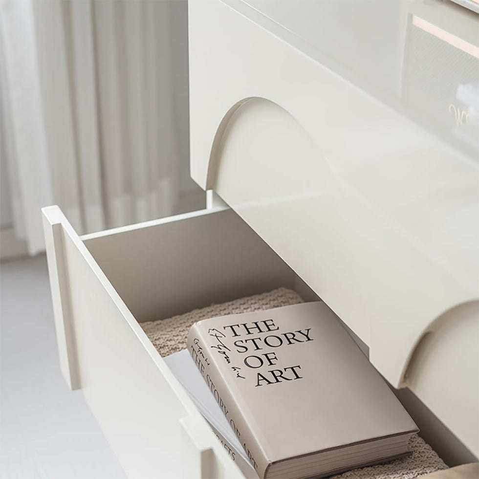 HMR - Japandi Cream White Dresser Nordic Arch Chest