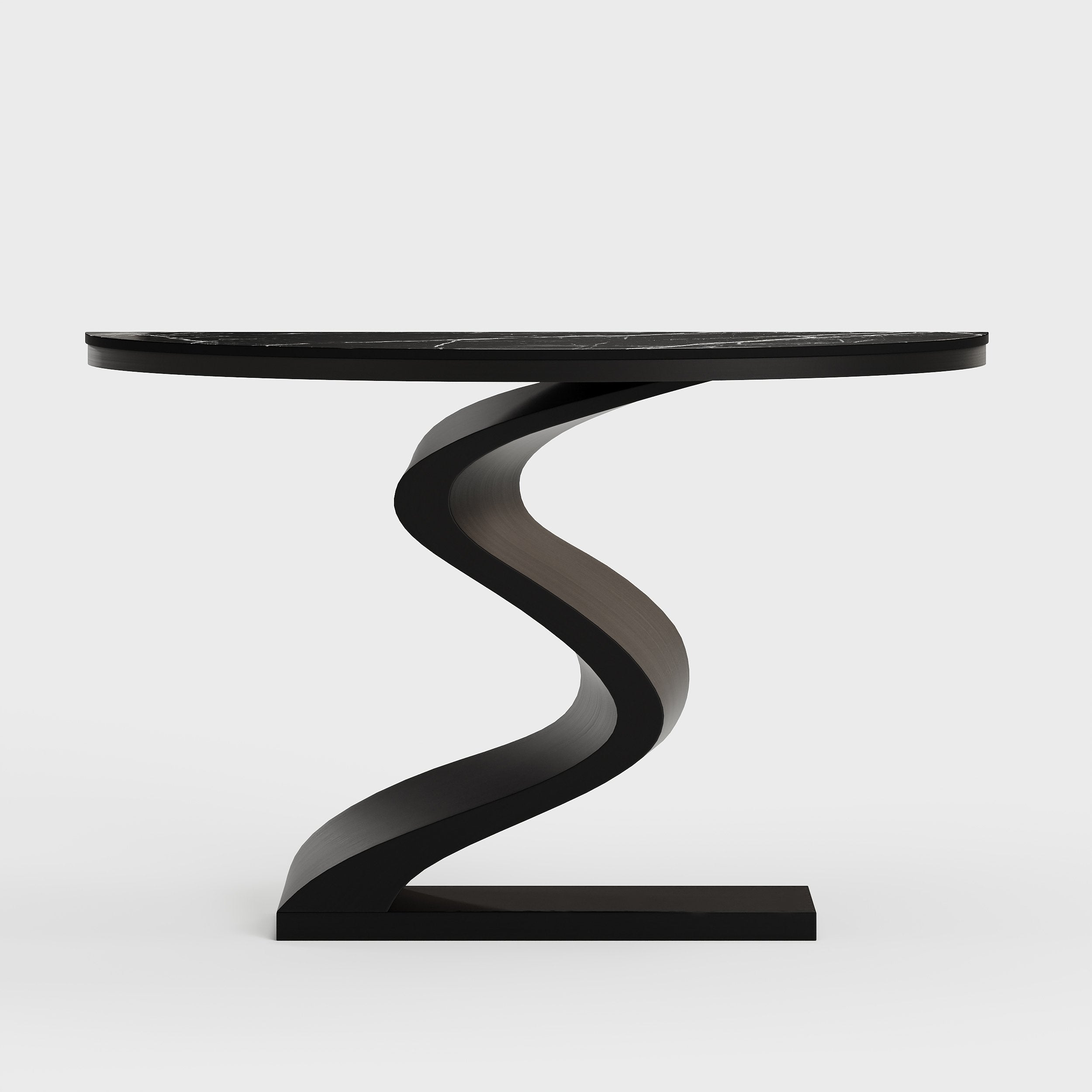 HMR - Modern 39.4" Curved Console Table with Sintered Stone Top Half Moon Shape