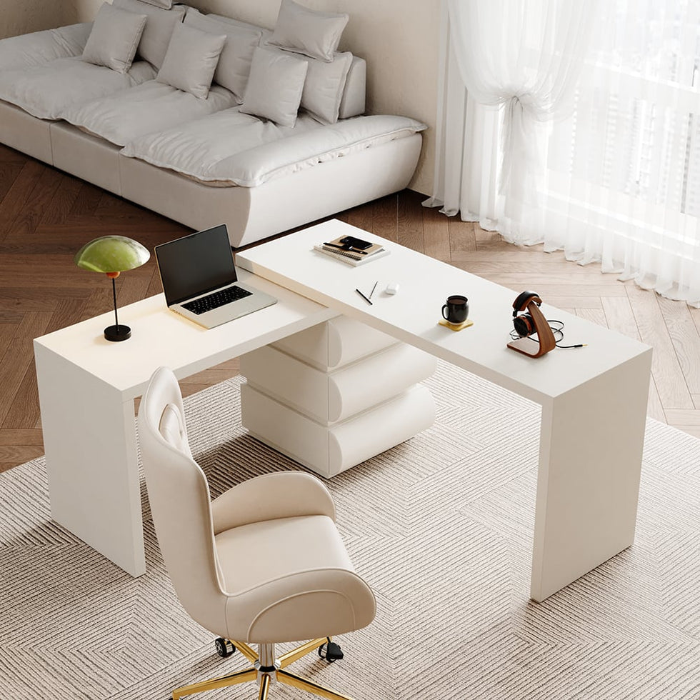 HMR - Humply Modern Minimalist Style L Shaped Desk Solid 60 Inch Executive Office Desk