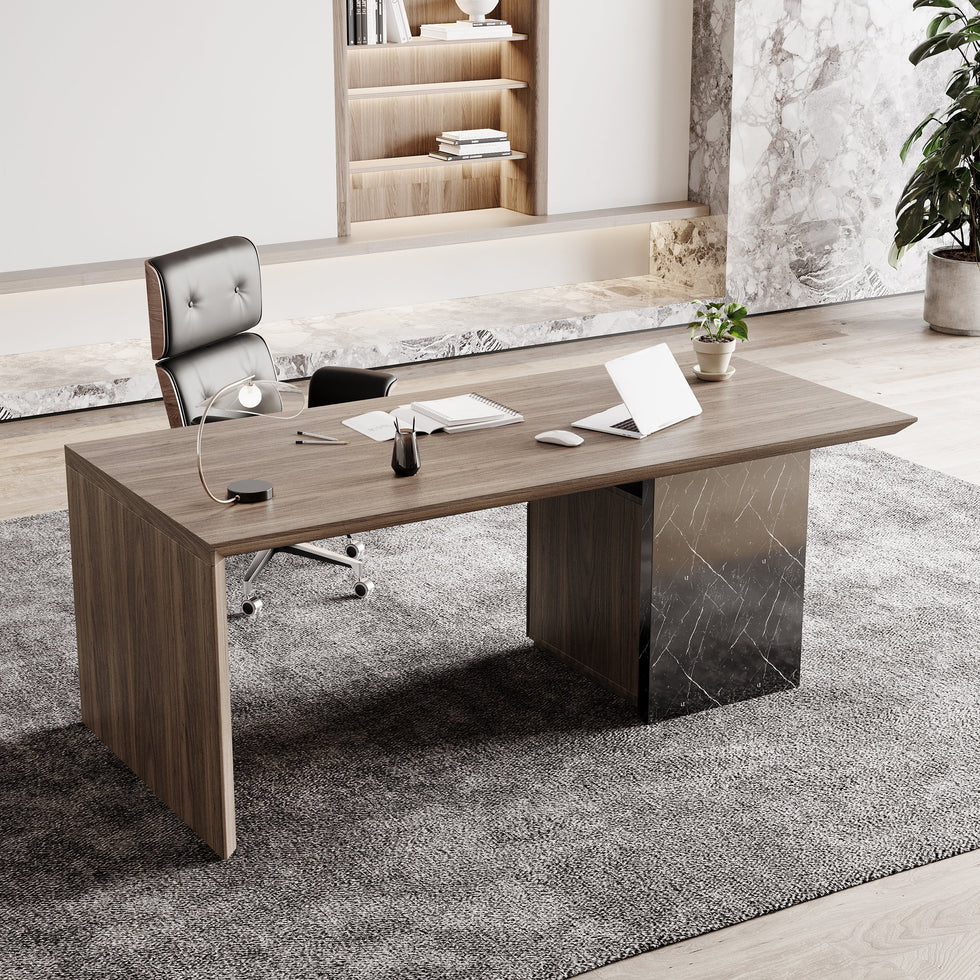 HMR - Modern Wooden Desk Home Office Desk & Home Office Chair Set Adjustable Height