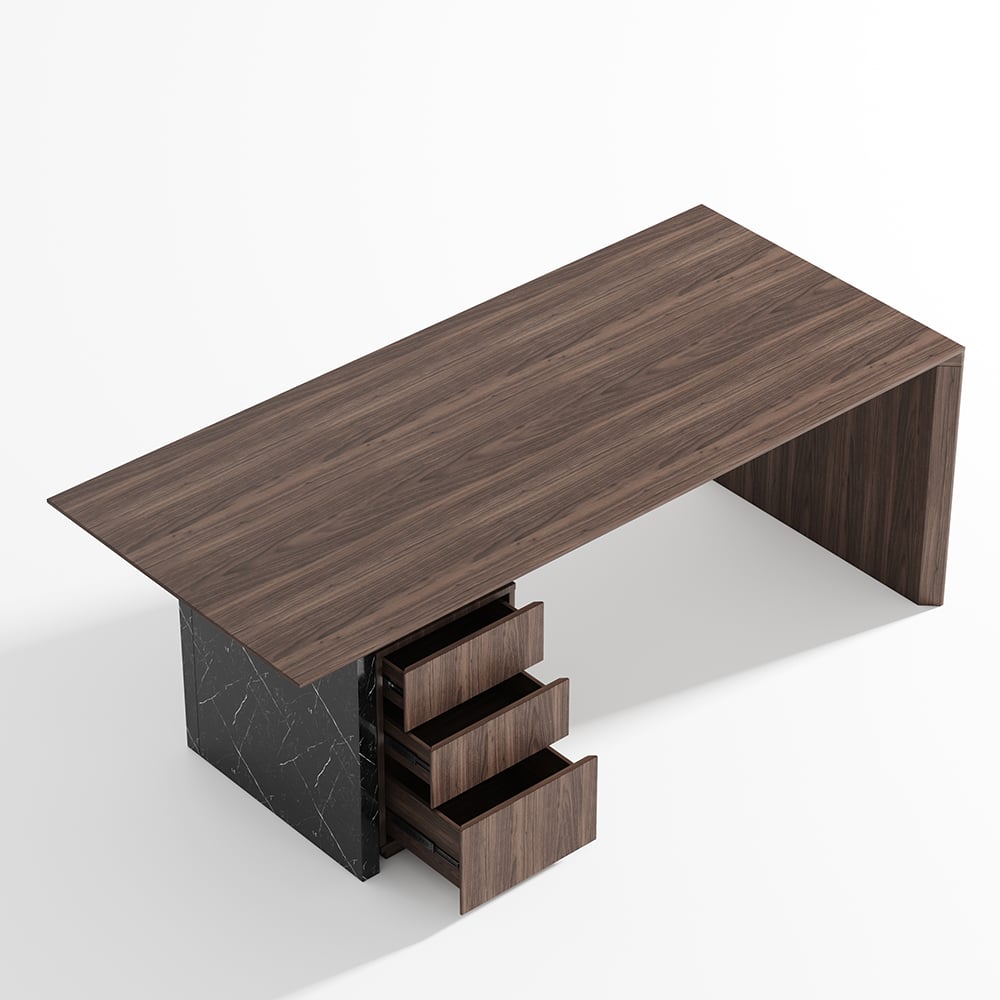 HMR - Modern Wooden Desk Home Office Desk & Home Office Chair Set Adjustable Height