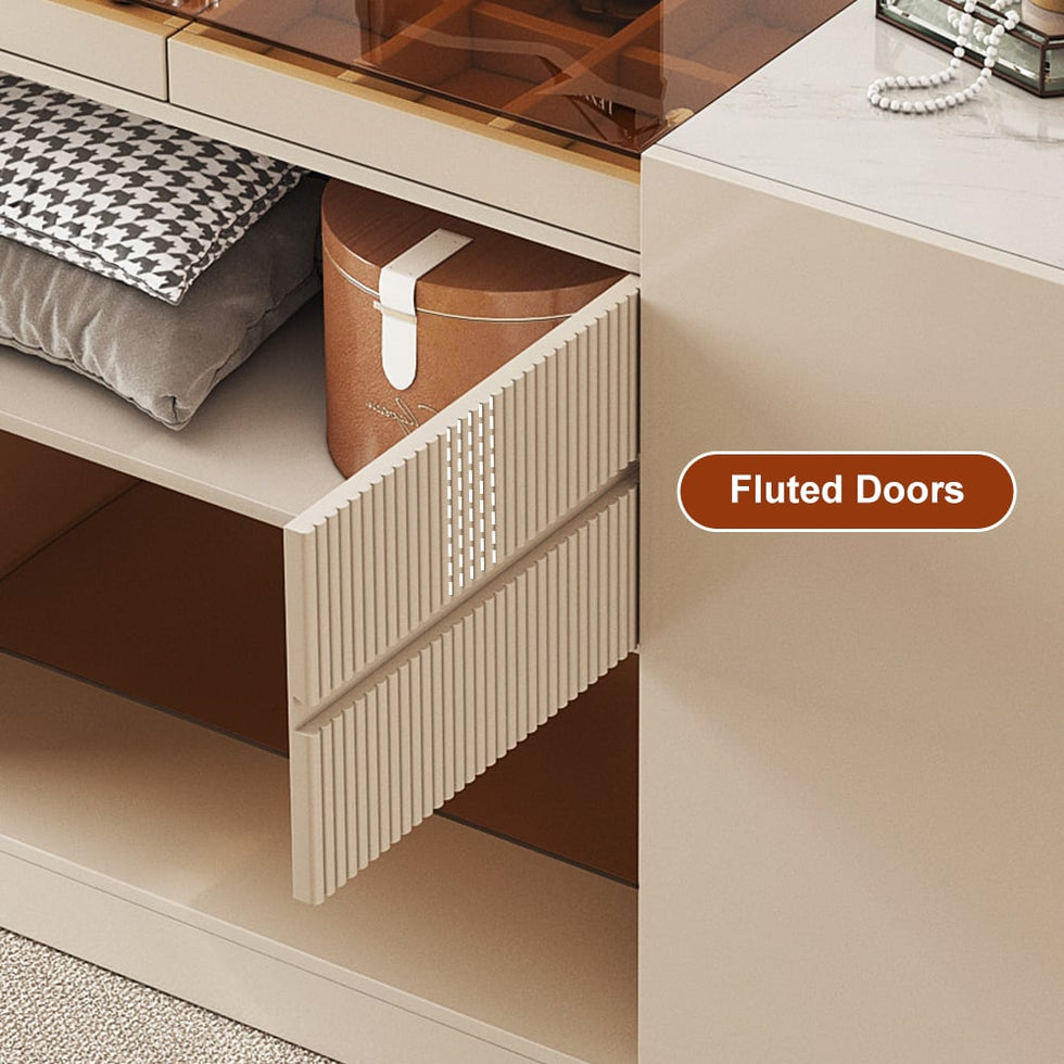 HMR - 60" Glass Top Dresser Walk-in Closet Island with Jewelry Storage