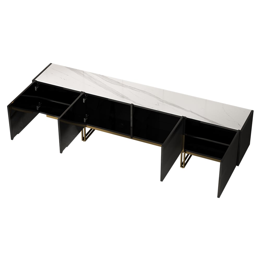 HMR - Grovyn Sintered Stone Top Fluted TV Stand with Storage