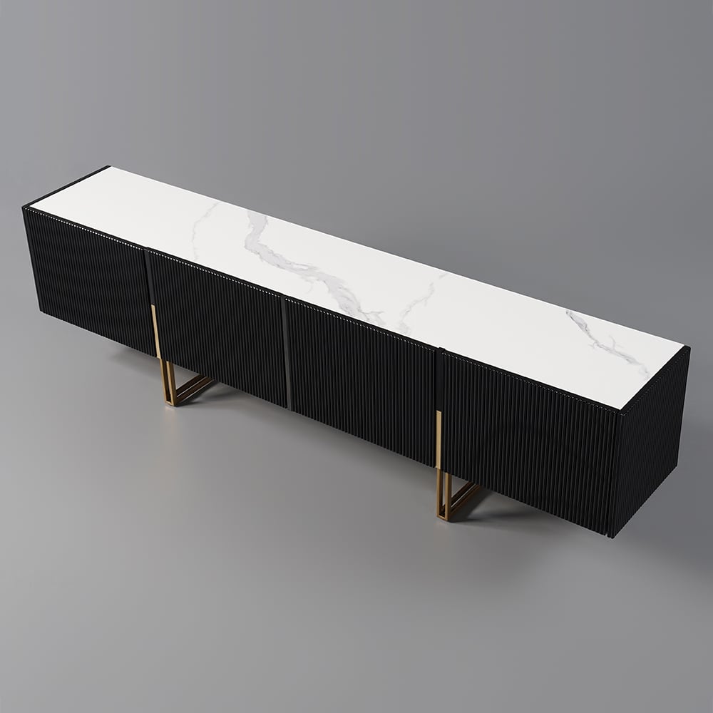 HMR - Grovyn Sintered Stone Top Fluted TV Stand with Storage
