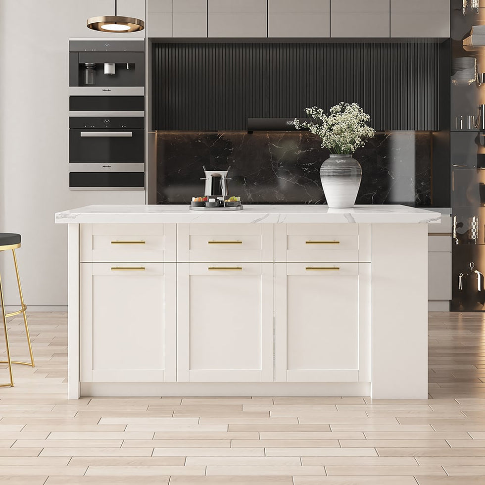 HMR - 72" Modern Style Laminate Kitchen Islands with Multi-Storage