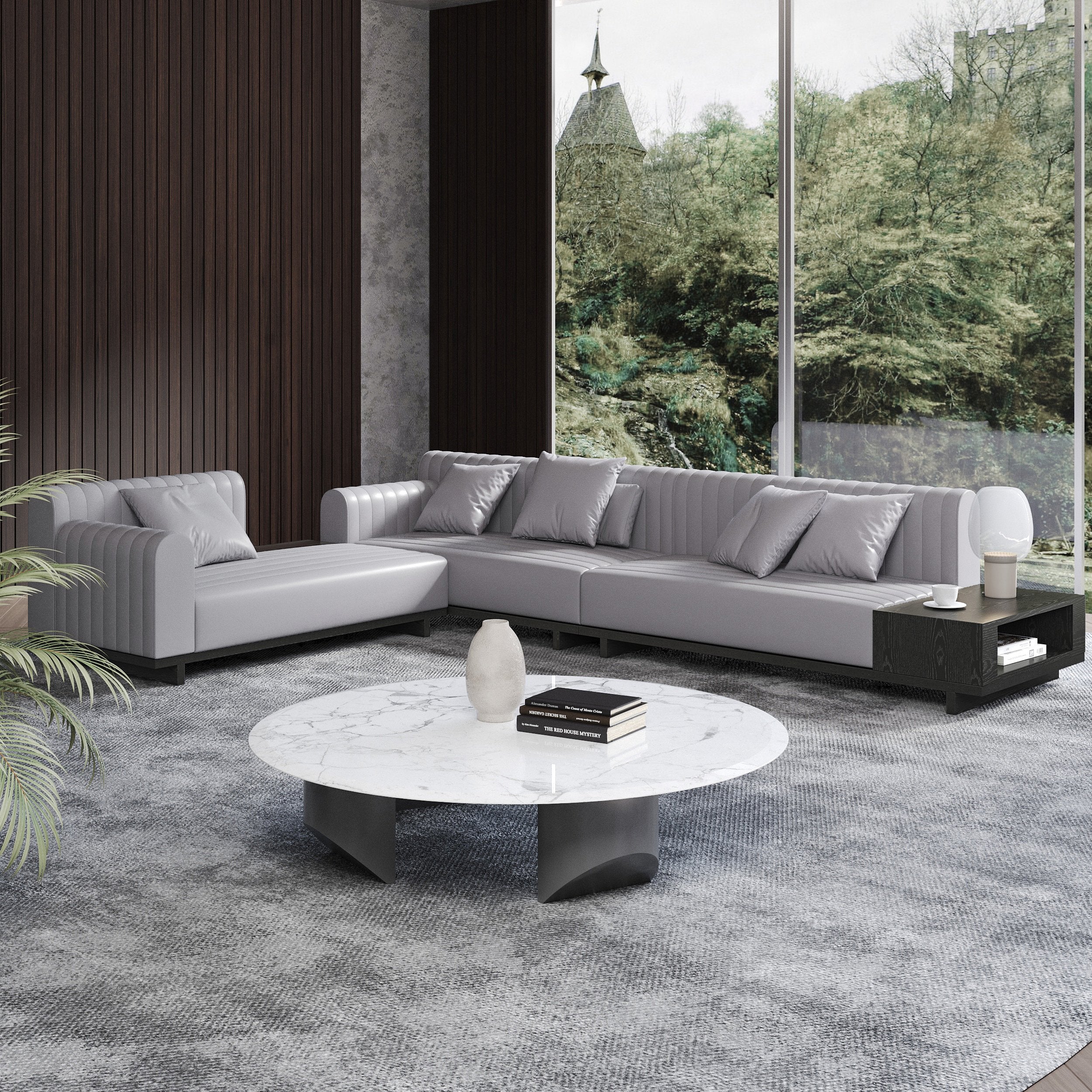 HMR - 157" Modern Corner L-Shaped Sectional Sofa with Side Open Storage