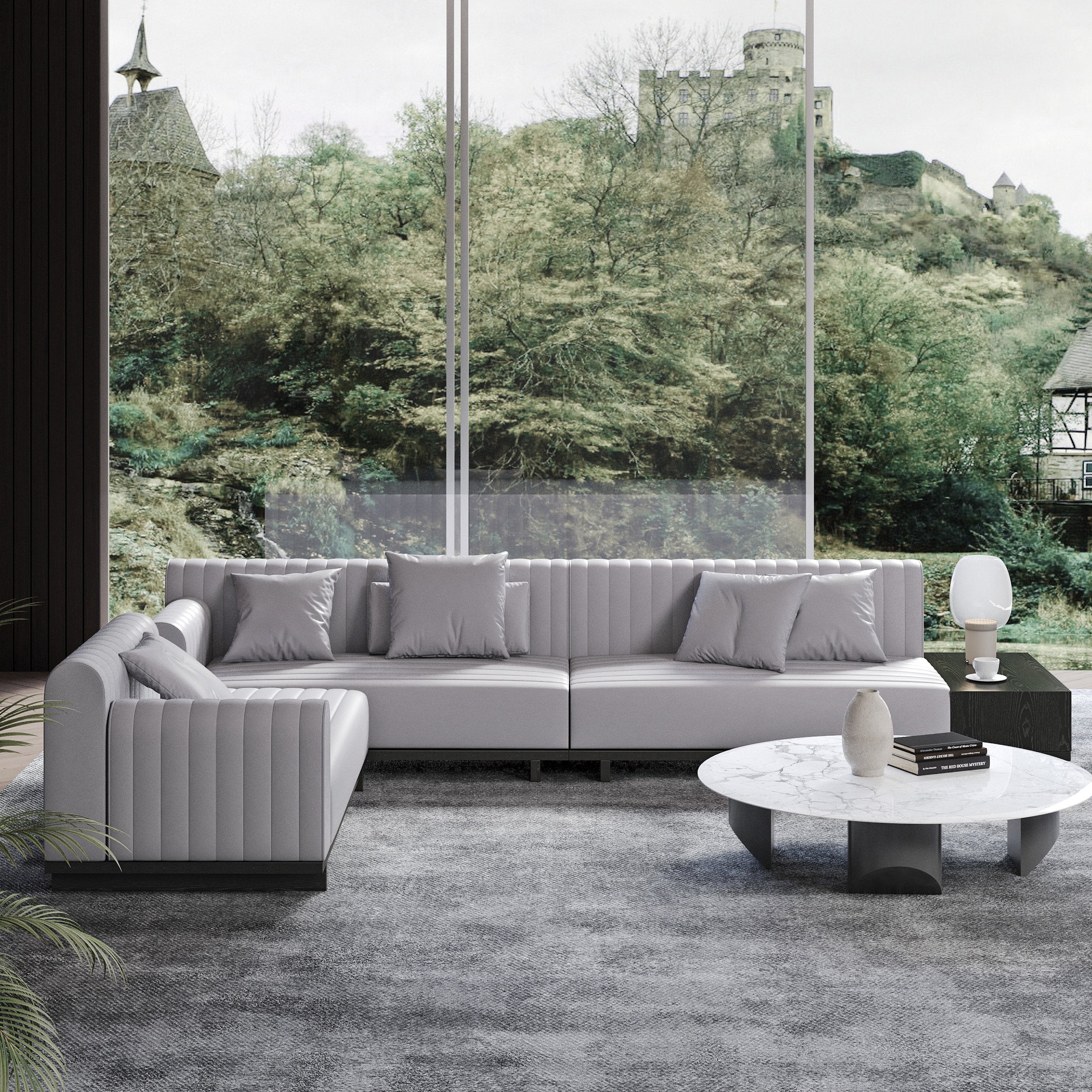 HMR - 157" Modern Corner L-Shaped Sectional Sofa with Side Open Storage