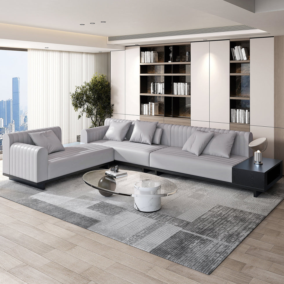 HMR - 157" Modern Corner L-Shaped Sectional Sofa with Side Open Storage