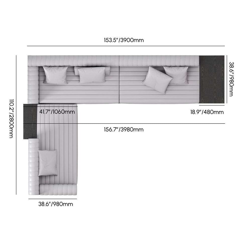 HMR - 157" Modern Corner L-Shaped Sectional Sofa with Side Open Storage