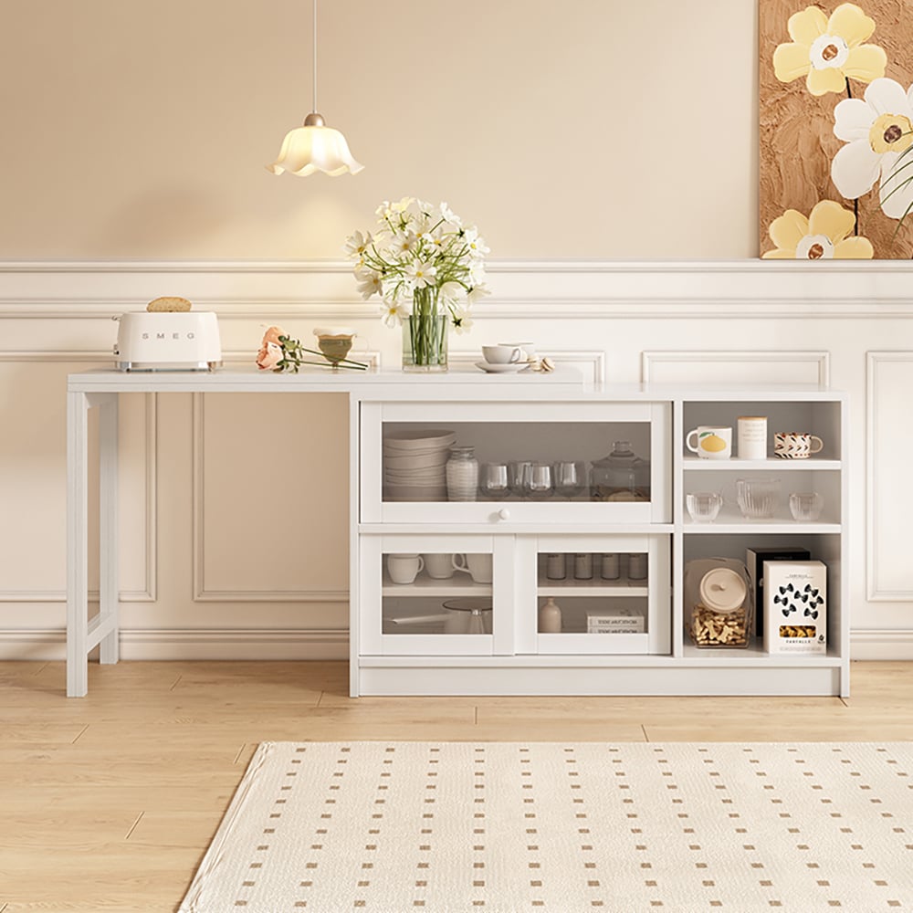 HMR - Farmhouse Extendable Wood Sideboards and Cabinets with Ample Storage