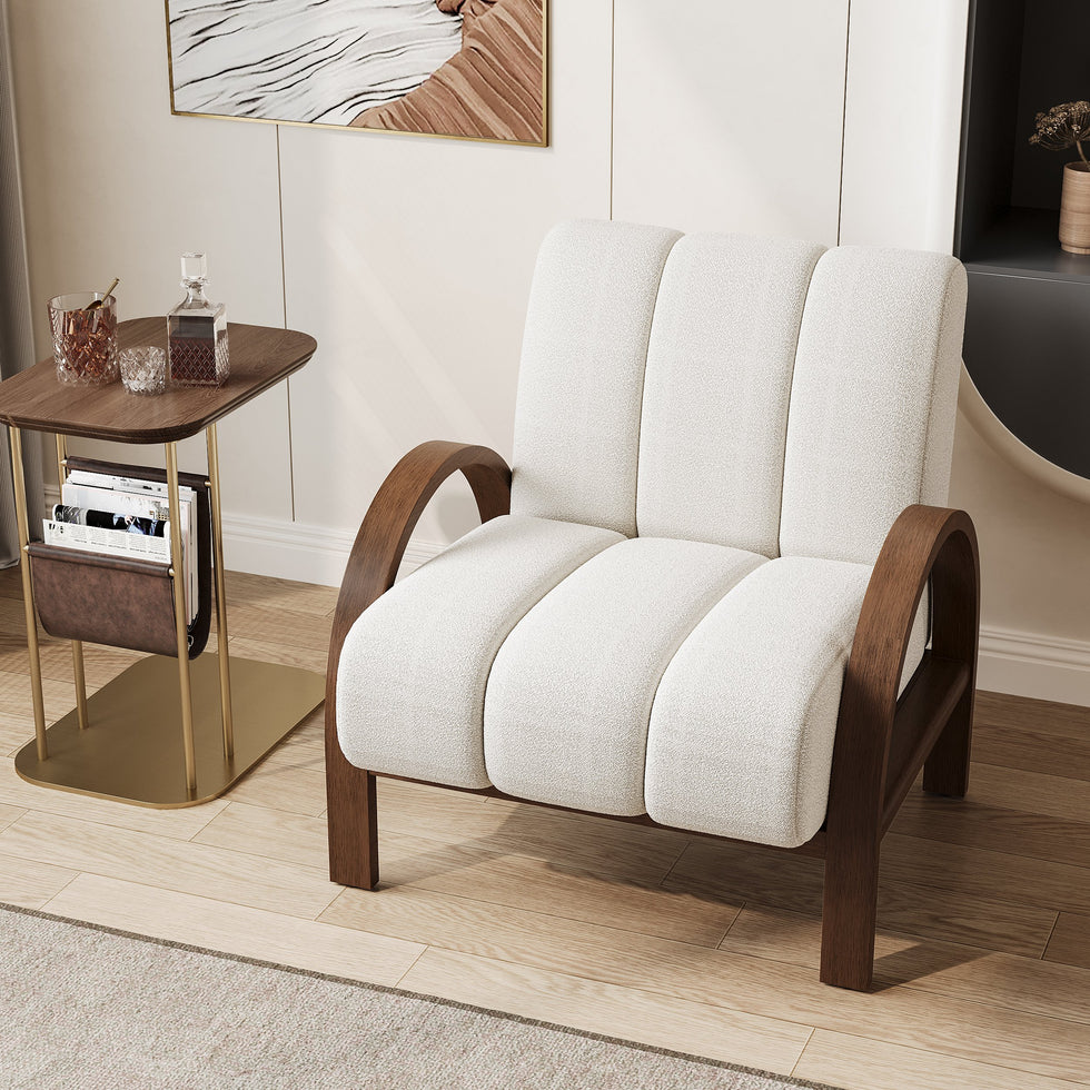 HMR - Boucle Ash Wood Accent Chair