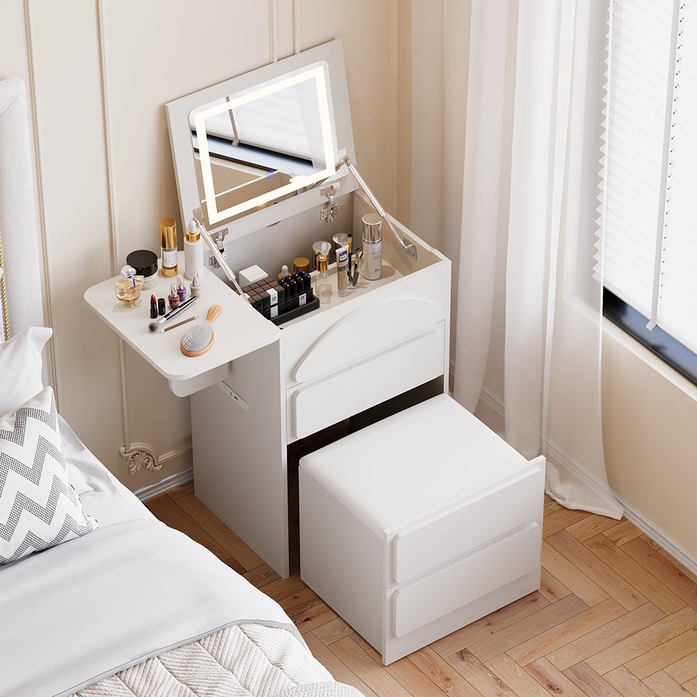 HMR - Mini Smart Makeup Vanity Set with with Mirror & Lights