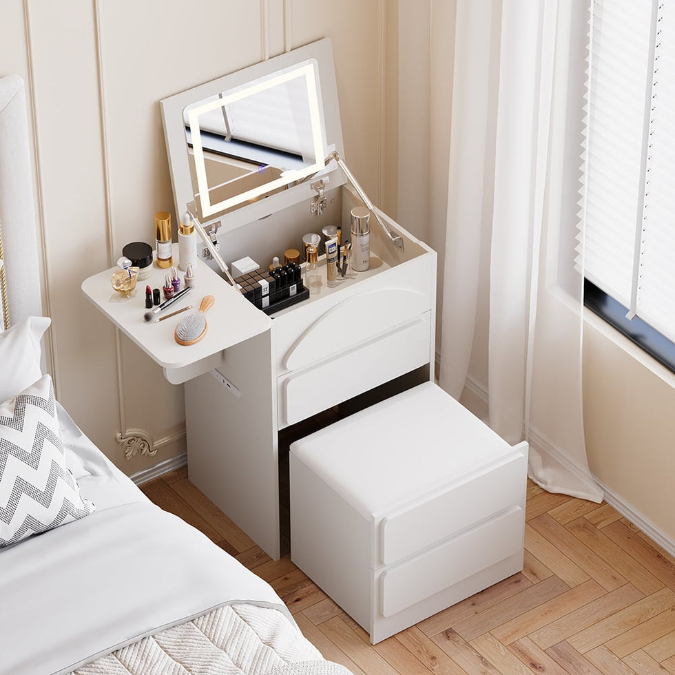 HMR - Mini Smart Makeup Vanity Set with with Mirror & Lights