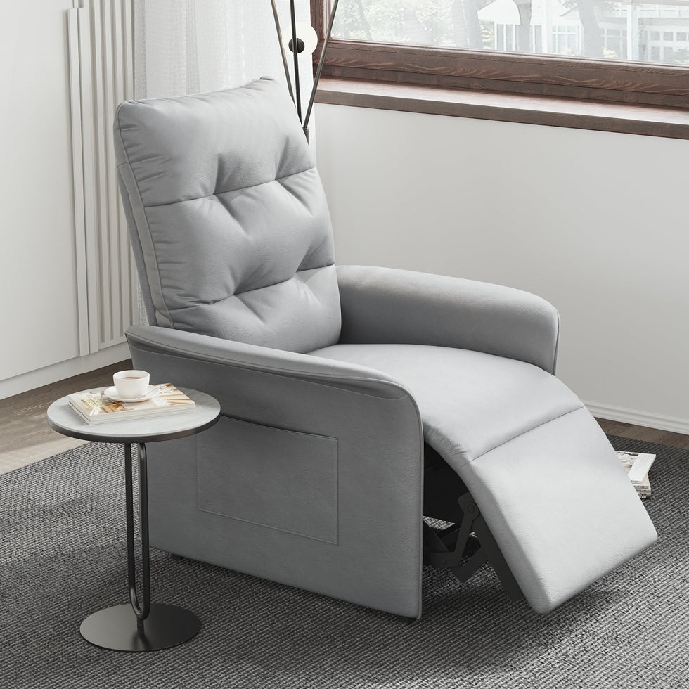 HMR - Leather Power Recliner Accent Chair with Side Pocket