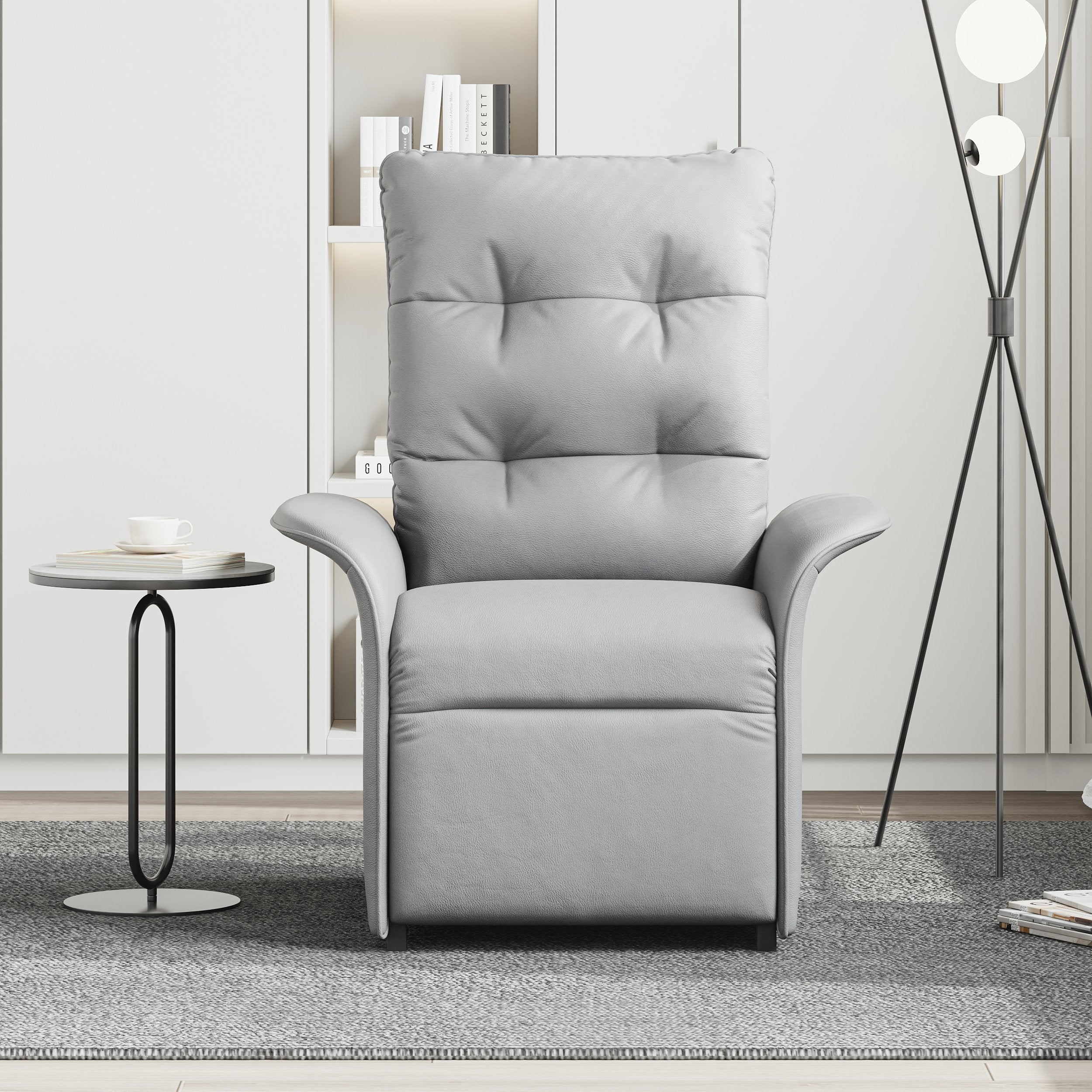 HMR - Leather Power Recliner Accent Chair with Side Pocket
