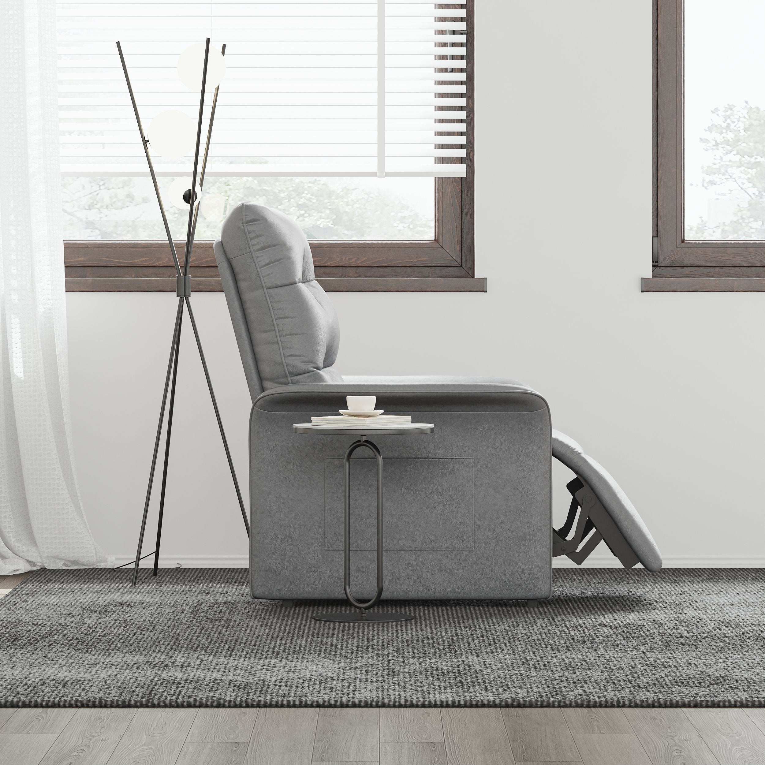HMR - Leather Power Recliner Accent Chair with Side Pocket