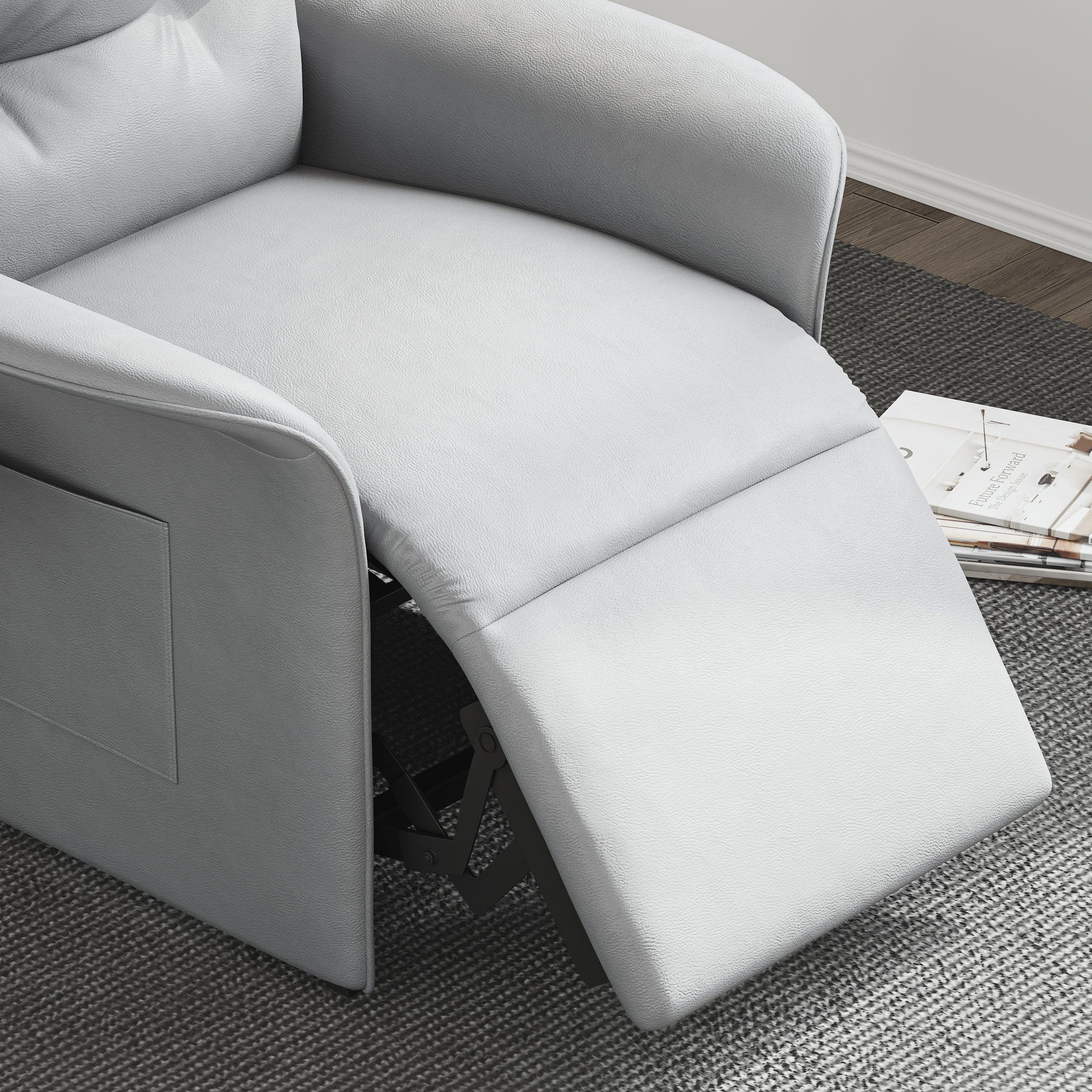 HMR - Leather Power Recliner Accent Chair with Side Pocket