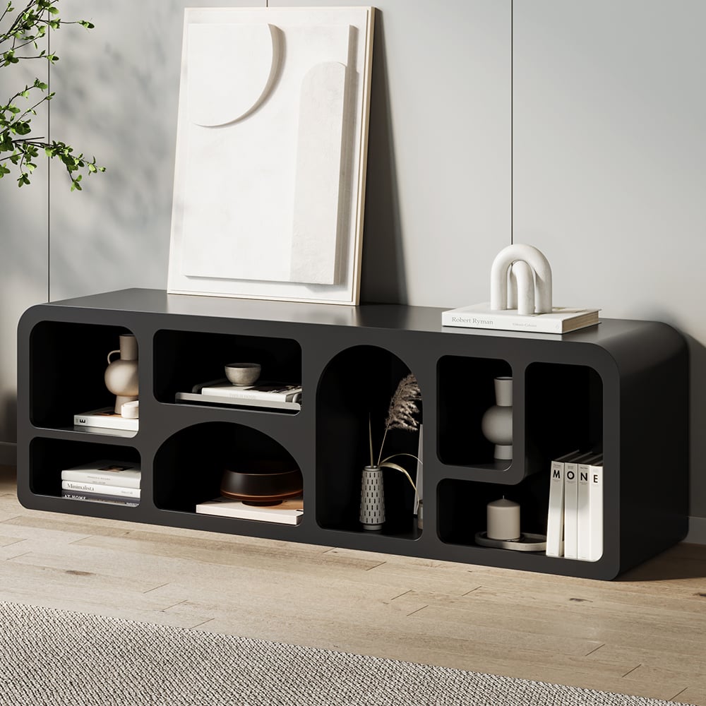 HMR - Codiys Art Deco Bookshelf Wood TV Stand with Shelves for TV Up to 70"
