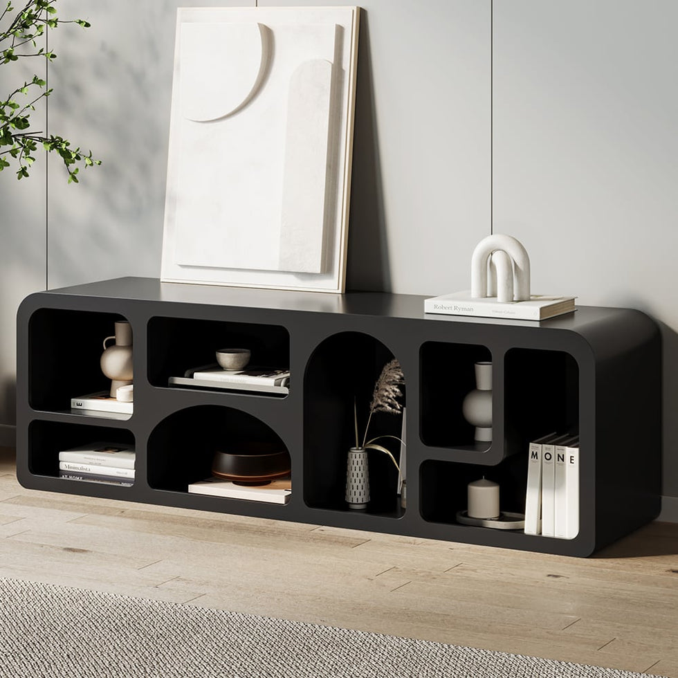 HMR - Codiys Art Deco Bookshelf Wood TV Stand with Shelves for TV Up to 70"